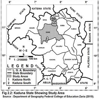 Kaduna State showing Study area Source: Departmentt of Geography ...