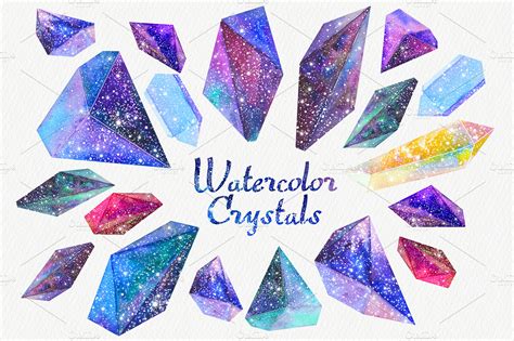 Watercolor crystals set ~ Illustrations ~ Creative Market