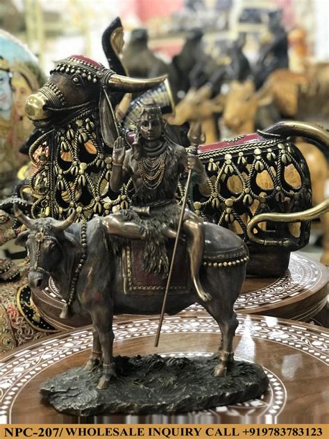 Copper Finish Lord Shiva Statue Sitting On Nandi – Lavanshi Handicrafts – Wholesaler ...