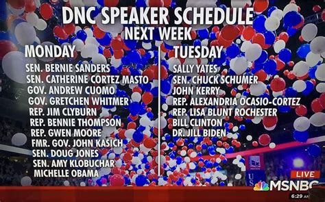 MSNBC released a more detailed list of speakers for the DNC convention ...