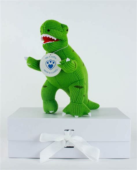 Knitted T. rex - Green | T. rex Dinosaur Soft Toy | Send a Cuddly