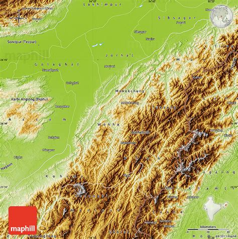 Physical Map of Nagaland