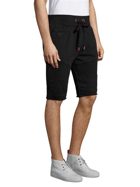 Lyst - True Religion Moto Sweat Shorts in Black for Men