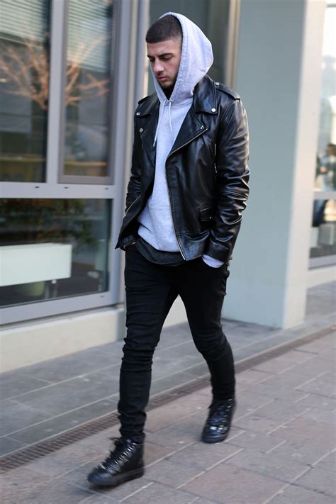 Leather Biker Jacket Mens Outfit - meme trends icons