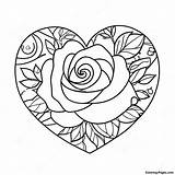 Beautiful Heart Rose Coloring Page  Pagescom sketch template