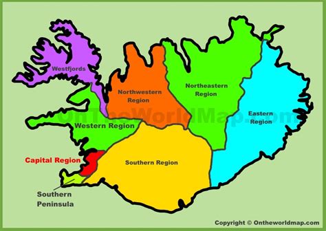 Administrative map of Iceland (Iceland Regions Map) - Ontheworldmap.com