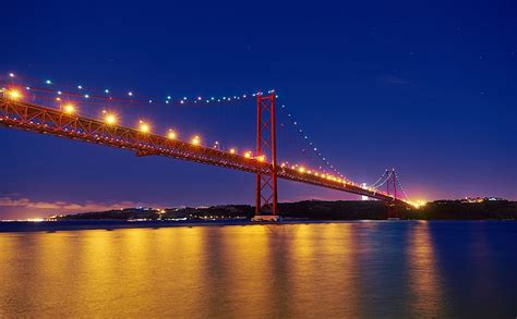 1920x1080px | free download | HD wallpaper: 25 de Abril Bridge, Night, Tagus River, Portugal ...