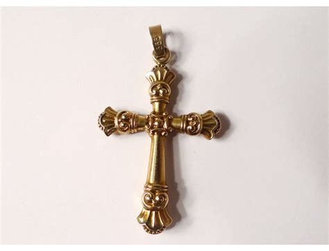 Cross pendant gold jewelry 9K solid gold cross twentieth century crowns