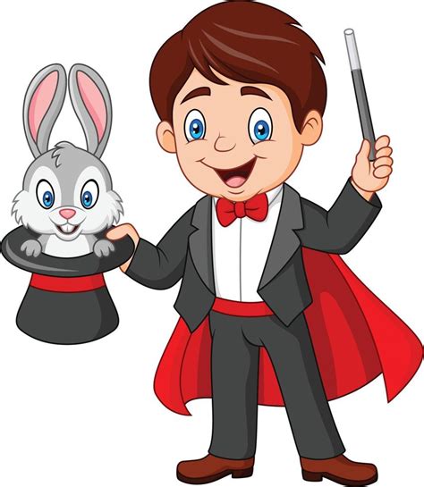 Magician pulling out a rabbit from his top hat 8078719 Vector Art at ...