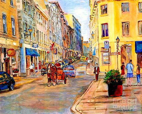 Old Montreal Paintings Youville Square Rue De Commune Vieux Port ...