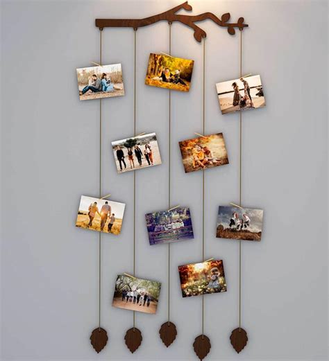 Buy Branch Wood Photo Frame With Clips In Brown Wooden Wall Hangings By ...