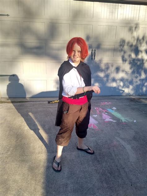 My little brother's shanks costume for Halloween : r/OnePiece