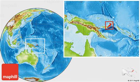 Physical Location Map of East New Britain, within the entire country