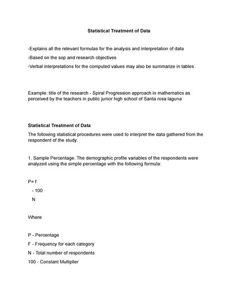 Statistical Treatment of Data - Statistical Treatment of Data -Explains all the relevant ...