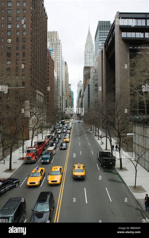 Traffic on busy city street, high angle view Stock Photo - Alamy