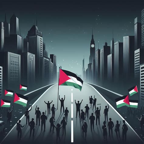 Premium AI Image | People protesting in city with Palestine flag ...