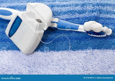 Dental Floss and Toothbrush Stock Photo - Image of bristle, wellbeing ...