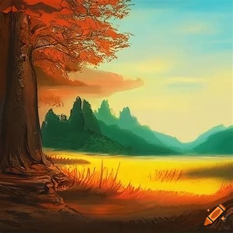 Draw a landscape. it has to show a foreground, middle ground and ...