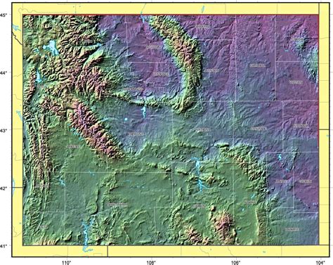 Wyoming Relief Map - Mapsof.Net