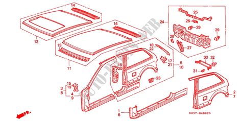 BODY STRUCTURE COMPONENTS (3) for Honda Cars CIVIC 1.6I-16 3 Doors 5 ...