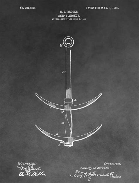 1903 Ship's Anchor Drawing by Dan Sproul