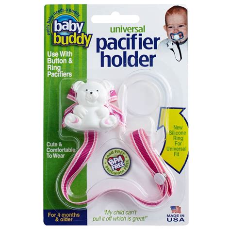 Baby Buddy Universal Pacifier Holder Clip- Snaps to Paci or Attach with ...