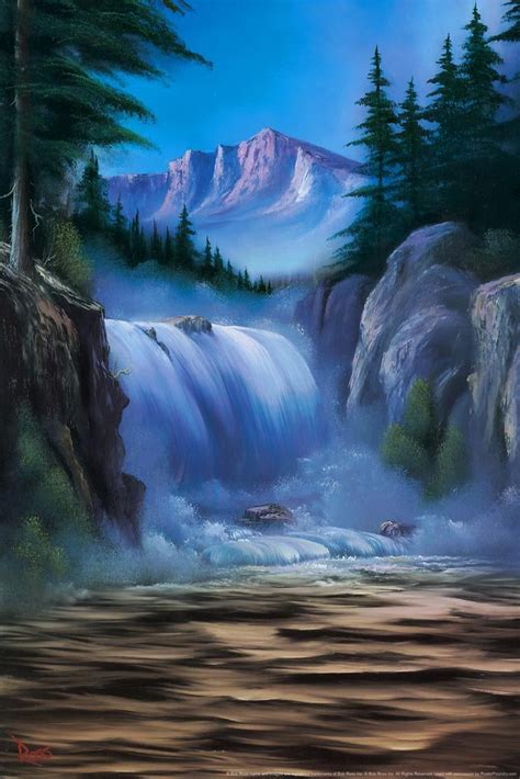 Laminated Bob Ross Spectacular Waterfall Art Print Painting Poster Dry Erase Sign 24x36 ...