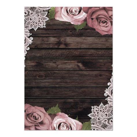 Dusty Pink Floral Roses Rustic Wood & Lace Wedding Invitation | Zazzle.com | Lace wedding ...