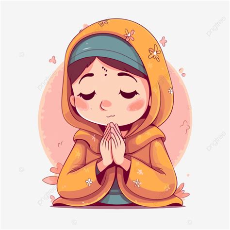 Prayer Clipart Cartoon Muslim Girl Praying In A Prayerful Vector ...