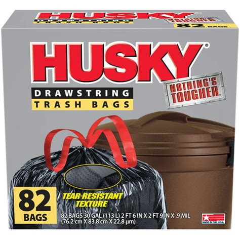 Husky Large Trash Bags - 30 Gallon, 82 Bags, Drawstring - Black - Walmart.com - Walmart.com