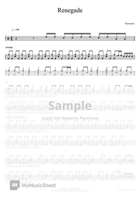 Paramore - Renegade 악보 by COPYDRUM