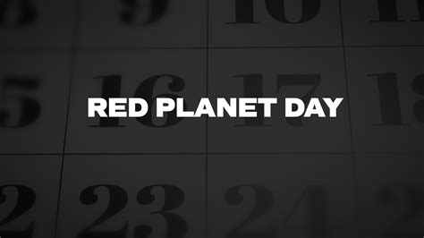 Red Planet Day - List of National Days