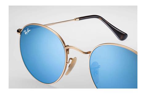 Ray-Ban Round Flat Lenses in Gold/Light Blue (Blue) - Lyst