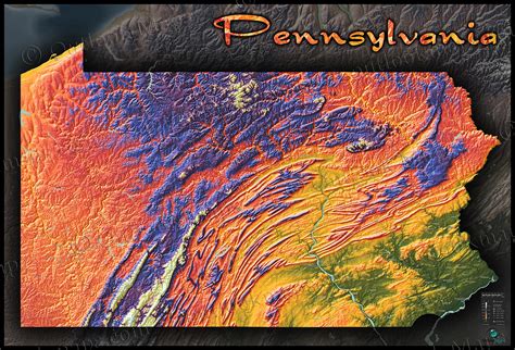 Map of Pennsylvania | 3D Topography of Appalachians
