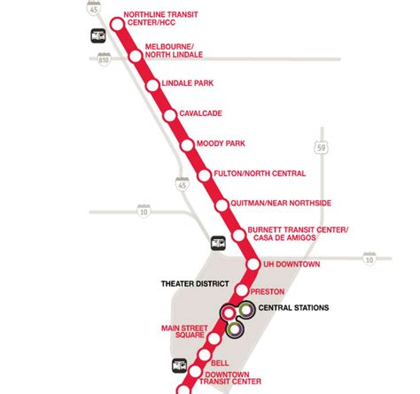 Downtown Houston Metro Rail Map