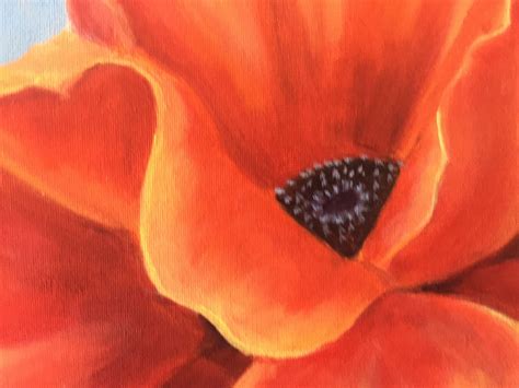 Bright Orange Poppy Oil Painting Modern Georgia O'keeffe - Etsy