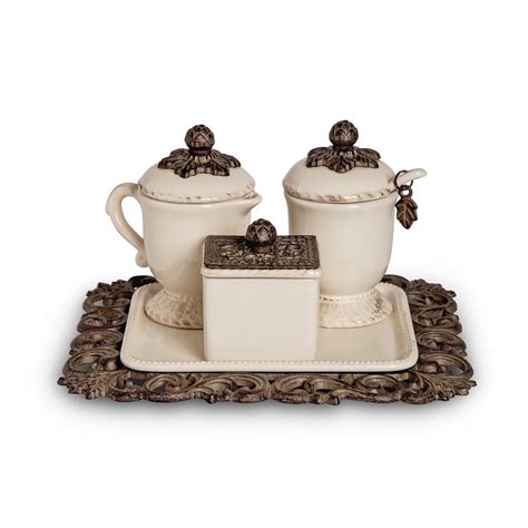 Gerson Acanthus Leaf Sugar And Creamer Set with Sweetener Box on Tea ...