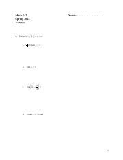 Math 142 Exam 3 Spring-2.pdf - Math 142 Spring 2022 2020 Exam 3 Name:………………………. I. Solve for x ...