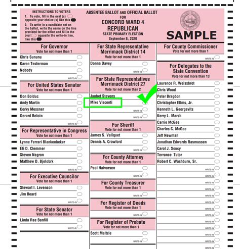 Concord NH Sample Ballot - MIKE VISCONTI | Vote November 3rd, 2020