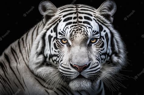 Premium Photo | Portrait of a wild white tiger in natural habitat