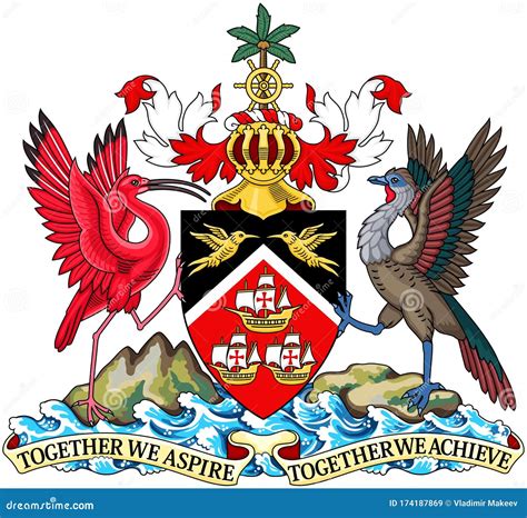 Coat of Arms of Trinidad and Tobago Stock Illustration - Illustration of motto, backgroe: 174187869