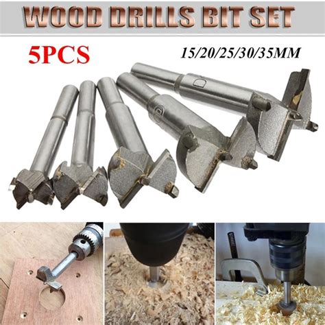 5pcs 15/20/25/30/35mm Wood Auger Drills Bit Wood Boring Hole Saw Cutter Tool Woodworking ...