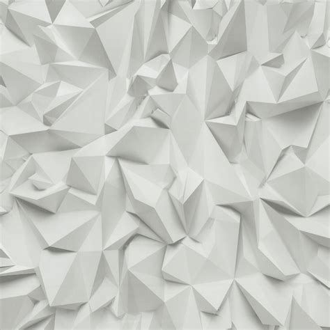 P&S Times 3D Effect Triangle Pattern Geometric Non Woven Textured Wallpaper 42097-10 - White | I ...