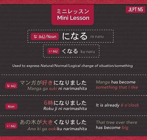 Crunchy Nihongo! — N5 Grammar Lesson: になる (ni naru) くなる (ku naru)...