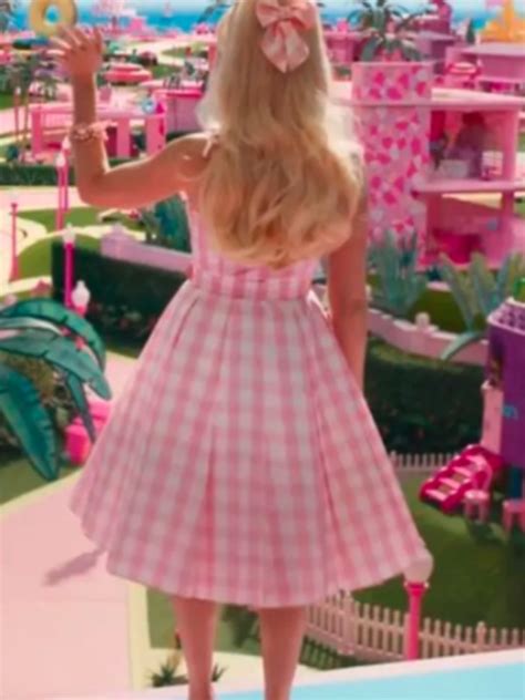 Barbie 2023 Margot Robbie Pink Dress | Barbie Pink Plaid Outfit