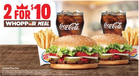 Burger King Canada Offers: 2 Whopper Meal For $10 & Mix & Match Two for ...