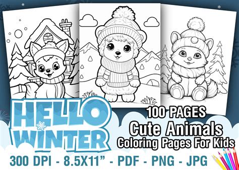 Winter Animals Coloring Pages for Kids Graphic by E A G L E · Creative ...