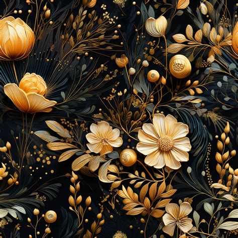 Black Gold Seamless Floral Art Free Stock Photo - Public Domain Pictures