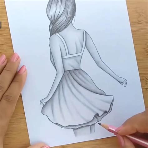 how to draw a Girl with back side pencil Sketch Tutorial Easy step by ...