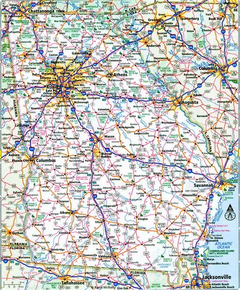 Georgia interstate highways map I-16 I-20 I-75 I-80 I-85 I-95 road free state number - U.S.